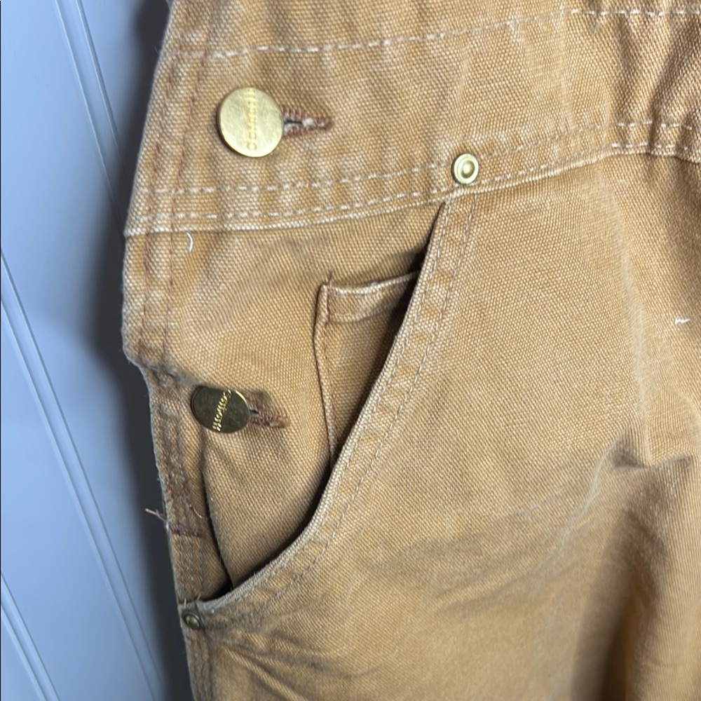 Carhartt R01 Tan Bib Overalls Size 37”X27.5” - Picture 5 of 11